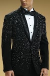 Kommal Sood Black Kupro Embroidered Sequin And Cutdana Tuxedo Trouser Set Online at Aza Fashions Kommal Sood_Black Kupro Embroidered Sequin And Cutdana Tuxedo Trouser Set _Online_at_Aza_Fashions
