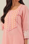 Shop_TIC_Peach Cotton Embroidery Chikankari Round Rooh Yoke Kurta And Palazzo Set _Online_at_Aza_Fashions