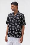 Shop_Genes Lecoanet Hemant_Black Cotton Cuban Collar 3d Floral Print Shirt_Online_at_Aza_Fashions