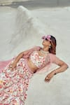Nikita Vishakha_Pink Georgette Printed Floral Ruffle Cape And Lehenga Skirt Set For Women_at_Aza_Fashions