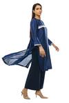 Buy_Khat_Blue Chanderi Silk, Handloom , Asymmetric Hem Kurta And Palazzo Set _Online_at_Aza_Fashions