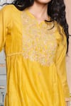 TATWA_Yellow Kurta Handloom Chanderi Sequin Placement And Pant Set  _at_Aza_Fashions