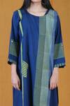 Banana Labs_Blue Cotton Round Neck Flabber Twister Striped Kurta Pant Set _Online_at_Aza_Fashions