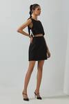 The Indian Cause_Black Cotton Square Neck Side Tie-up Armour Vest And Skirt Set _at_Aza_Fashions