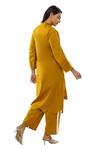 Shop Khat Yellow Poplin, Cotton Mandarin Collar Panelled Mustard Dress And Pant Set Online at Aza Fashions Shop_Khat_Yellow Poplin, Cotton Mandarin Collar Panelled Mustard Dress And Pant Set _Online_at_Aza_Fashions