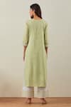 Shop_TIC_Green Cotton Embroidery Chikankari Round Rozana Kurta Palazzo Set _at_Aza_Fashions