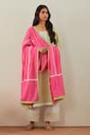 Shop_The Indian Cause_Green Cotton Embroidery, Sequins Round Neck Rozana Placket Straight Kurta _Online_at_Aza_Fashions