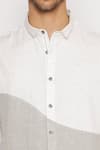 Lacquer Embassy_White Textured Cotton Billiter Shirt  _at_Aza_Fashions