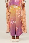 AMKA_Orange Crepe And Chiffon Printed & Hand Embroidered Animal Cape Rupa Tunic Set _at_Aza_Fashions