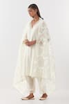 Shop_Amisha Kothari_Ivory Chanderi , Organza Bagh Kurta Set With Floral Jaali Dupatta _Online_at_Aza_Fashions