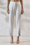 RANNA GILL_White Crepe Embroidery Floral Flower Vine Thread Work Pant _at_Aza_Fashions