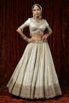 Shop_SHIKHAR SHARMA_Silver Lehenga Cotton Simmer Chanderi Chhadee Embellished Bridal Set _Online_at_Aza_Fashions