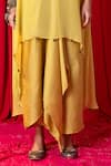 Enech_Yellow Shimmer Georgette Embroidered Kimono Tunic And Draped Skirt Set  _at_Aza_Fashions