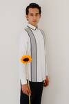 Lacquer Embassy_White Cotton Piping Striped Print Designer Shirt _at_Aza_Fashions