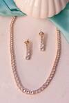 Ishhaara_Pink Crystals Cubic Zirconia Studded Necklace Set _at_Aza_Fashions