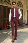 Raw & Rustic by Niti Bothra_Wine 40 Lea Solid Handcrafted Straight Pant _at_Aza_Fashions