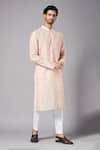 Shop Hilo Design Peach Cotton, Lycra, Silk Embroidery Moori Flower Kurta Set Online at Aza Fashions Shop_Hilo Design_Peach Cotton, Lycra, Silk Embroidery Moori Flower Kurta Set _Online_at_Aza_Fashions