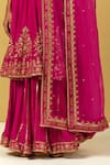 Ikshita Choudhary_Magenta Muslin Silk Hand Embroidered Floral Pattern Sharara _at_Aza_Fashions