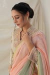 Kanika Sharma_Grey Saree And Blouse Georgette Embroidered Floral Broad V Double Shaded With _at_Aza_Fashions