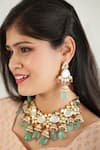 Ishhaara_Multi Color Diamonds, Beads Stone Embellished Choker Set _at_Aza_Fashions