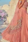 Nikita Vishakha_Pink Organza, Net, Jacquard, Chiffon Embroidery, Hand Mesh Blouse Lehenga Set _at_Aza_Fashions