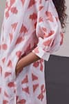 Shop The Summer House Pink Cotton Mandarin Collar Cevvi Woven Ikat Side Slit Dress Online at Aza Fashions Shop_The Summer House_Pink Cotton Mandarin Collar Cevvi Woven Ikat Side Slit Dress_Online_at_Aza_Fashions