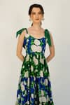 Shop_SANAM_Green Muslin Silk Floral Round Gia Pattern Maxi Dress _Online_at_Aza_Fashions