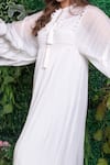 Ohaila Khan_White Chiffon Keyhole Ayesha Pleated Kaftan  _Online_at_Aza_Fashions