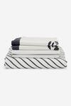 Kyoona_Blue 100% Cotton Printed The Bageecha Stripe Bedsheet Set _at_Aza_Fashions