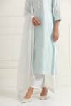 Ikshita Choudhary_Sky Blue Kurta Chanderi Silk Embroidered Floral Round Set With Kota Dupatta _at_Aza_Fashions