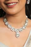 Ishhaara Silver Plated Stones Kundan Embellished Necklace Set at Aza Fashions Ishhaara_Silver Plated Stones Kundan Embellished Necklace Set _at_Aza_Fashions