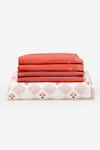 Kyoona_Orange 100% Cotton Printed The Bageecha Floral Bedsheet Set _at_Aza_Fashions