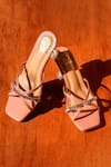 Kaltheos_Peach Embellished Helen Square Toe Transparent Heels _at_Aza_Fashions