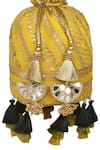 Shop_Miar Designs_Yellow Sequin Aadhya Silk Embroidered Potli Bag _Online_at_Aza_Fashions