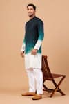 Buy_Hilo Design_Green Falling Raw Silk Embroidery Lion Face Motif Leonine Straight Kurta _Online_at_Aza_Fashions