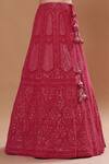 Buy_Two Sisters By Gyans_Pink Georgette, Net Sequins, Beads Round Neck Embroidered Lehenga Set _Online_at_Aza_Fashions