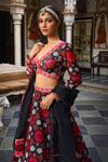 Buy_Neha Khullar_Black Chanderi Silk Hand Embroidered Sequin And Geometric Print Lehenga Set 