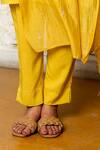 Tatwa Yellow Handloom Cotton, Viscose, Silk Embroidery Round Neck Kurta And Pant Set at Aza Fashions Tatwa_Yellow Handloom Cotton, Viscose, Silk Embroidery Round Neck Kurta And Pant Set _at_Aza_Fashions