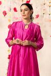 Marche_Pink Cape  Chanderi Round Paneled And Pant Set _at_Aza_Fashions