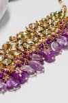 Shop_Ishhaara_Purple Stones, Beads Drop Choker Set _Online_at_Aza_Fashions