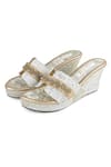 Kaltheos_White Embellished Margaret Wedges _at_Aza_Fashions