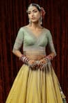 Buy_Shikhar Sharma_Yellow Silk, Chanderi, Net Crystals, Pearls, Embroidery Bridal Lehenga Set _Online_at_Aza_Fashions