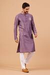 Shop Hilo Design Purple Cotton, Silk, Lycra Embroidery Inara Mandarin Collar Kurta Set Online at Aza Fashions Shop_Hilo Design_Purple Cotton, Silk, Lycra Embroidery Inara Mandarin Collar Kurta Set _Online_at_Aza_Fashions