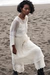 Baju_Ivory Chanderi Cotton Silk Hollis Lace Work Dress_at_Aza_Fashions