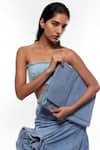 Deme By Gabriella_Blue Denim Square Neck Tube Gown _at_Aza_Fashions