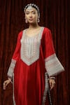 Buy Shikhar Sharma Red Silk, Georgette, Chanderi Pearls, Gota Patti, Embroidered Kurta Pant Set Buy_Shikhar Sharma_Red Silk, Georgette, Chanderi Pearls, Gota Patti, Embroidered Kurta Pant Set