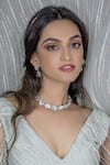 Ishhaara_Silver Plated Crystals Kundan Stone Embellished Choker Set _at_Aza_Fashions