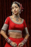 Shop_SHIKHAR SHARMA_Red Lehenga And Blouse Silk Chanderi Lal Gulab Bridal Set With Dupatta _Online_at_Aza_Fashions