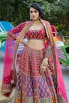 Irrau by Samir Mantri_Multi Color Georgette Hand Embroidered And Printed Panelled Bridal Lehenga Set_at_Aza_Fashions