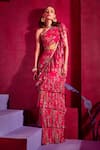 Buy_Limerick by Abirr N' Nanki_Fuchsia Georgette Floral One Eliza Pre-draped Saree With Blouse _at_Aza_Fashions